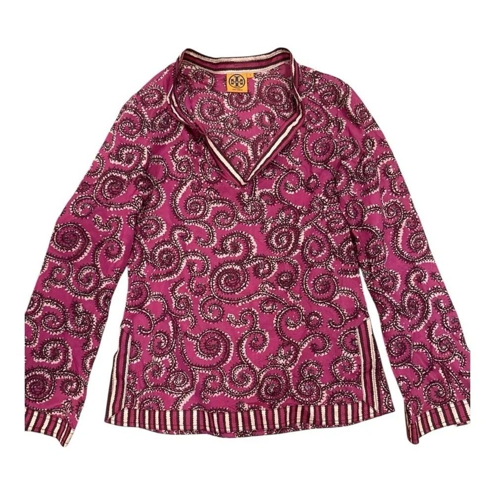 TORY BURCH Pink Paisley Long Sleeve Top